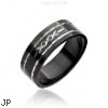 316L Stainless Steel Ring. Black W/ Tribal Pattern