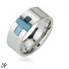 316L Stainless Steel Ring with Blue IP Cross