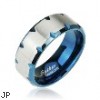 316L Stainless Steel Ring with Blue IP Faceted Edge Accent