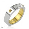 316L Stainless Steel Square Faceted 8 CZ Accent Ring