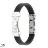 316L Stainless Steel Tribal Maze ID Plate Rubber Bracelet