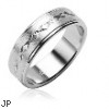 316L Surgical Stainless Steel Ring with brushed center with carved X's