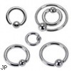 316L Surgical Steel One Side Fixed Ball Ring, 16ga