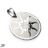 316L Surgical Steel Sunburst Engraved Round Pendant