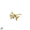 9K yellow gold dolphin nose stud, 22 ga