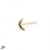 9K yellow gold moon nose stud, 22 ga