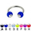 Acrylic ball with stone circular barbell, 14 ga