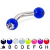 Acrylic ball with stone curved barbell, 10 ga