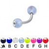 Acrylic ball with stone curved barbell, 14 ga