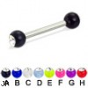 Acrylic ball with stone straight barbell, 12ga