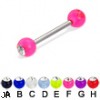 Acrylic ball with stone straight barbell, 14 ga