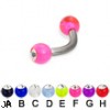 Acrylic ball with stone titanium curved barbell, 12ga