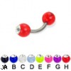 Acrylic ball with stone titanium curved barbell, 14ga