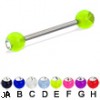 Acrylic ball with stone titanium straight barbell, 14ga