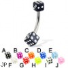 Acrylic dice belly button ring