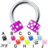 Acrylic dice circular barbell, 12 ga