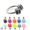 Acrylic dice circular barbell, 14 ga