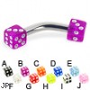 Acrylic dice curved barbell, 10 ga