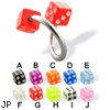 Acrylic dice spiral barbell, 14 ga