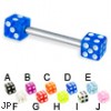 Acrylic dice straight barbell, 12 ga