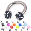 Acrylic dice titanium circular barbell, 10 ga