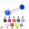 Acrylic die and ball straight barbell, 14 ga