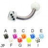 Acrylic die and ball titanium curved barbell, 12 ga