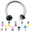 Acrylic flower ball and cone titanium circular barbell, 14 ga