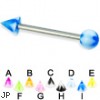 Acrylic flower ball and cone titanium straight barbell, 14 ga