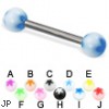 Acrylic flower ball titanium straight barbell, 12 ga