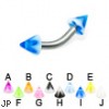 Acrylic flower cone curved barbell, 12 ga