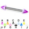 Acrylic flower cone titanium straight barbell, 12 ga