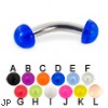 Acrylic half ball curved barbell, 10 ga