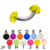 Acrylic half ball titanium curved barbell, 12 ga