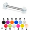 Acrylic half ball titanium straight barbell, 12 ga