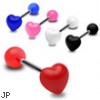 Acrylic heart top tongue ring, 14 ga