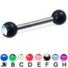 Acrylic jeweled ball titanium straight barbell, 12 ga