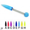 Acrylic spike  and ball titanium straight barbell, 14 ga