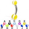 Acrylic striped ball belly button ring, 12 ga