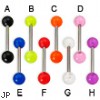 Acrylic tongue barbell, 14 ga