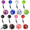 Acrylic UV belly ring with multiple gems