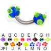 Acrylic viking ball titanium curved barbell, 12 ga