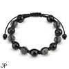 Alternating Black Crystal Clustered Bead Bracelet with Black CZ