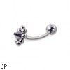 Ball and flower cone curved barbell, 16 ga