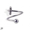 Ball and flower cone spiral barbell, 16 ga