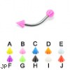 Beach ball and cone eyebrow ring, 18 ga