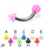 Beach ball and cone titanium curved barbell, 12 ga