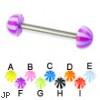 Beach half ball titanium straight barbell, 14 ga