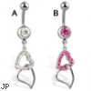 Belly button ring jeweled ball and hearts