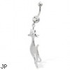 Belly button ring with dangling cat